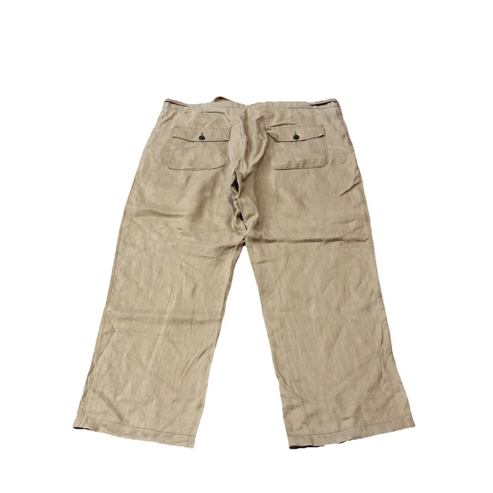 Tasso Elba Mens 37x28 Beige Linen Draw String Loose Trousers Beach Wedding